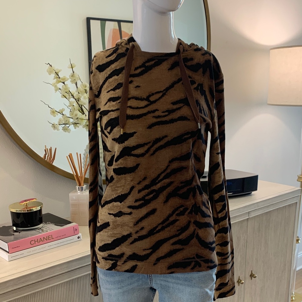 Chaps Tiger Stripe Hoodie in Brown and Black